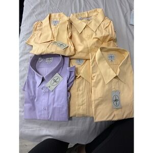 5pc Linea Uomo Dress Shirt Men's 18.5 36/37 Yellow Button Down Pocket Formal NWT